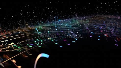 Harmonious Data Flow Music Notes Through Optic Fibre Stock