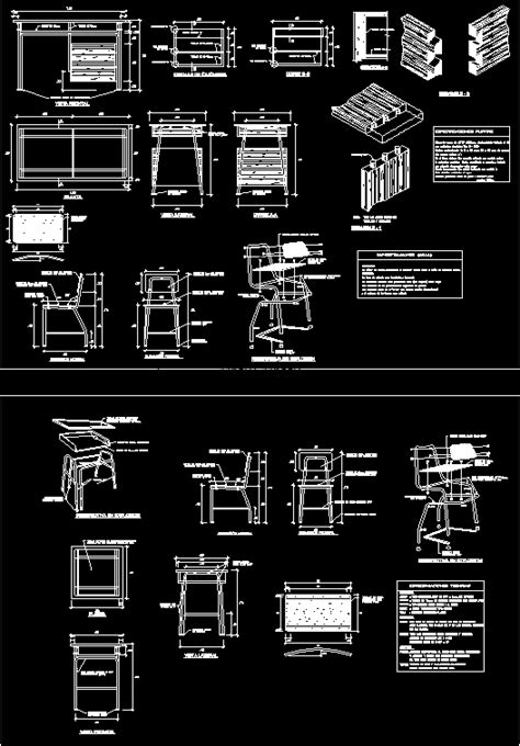 Classical and modern furniture combined in the cad blocks is ready for use in your design projects. School furniture in AutoCAD | CAD download (138.53 KB ...
