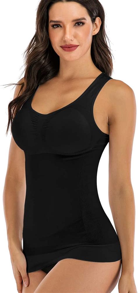 women s compression camisole with built in removable bra pads body shaper tank top at amazon
