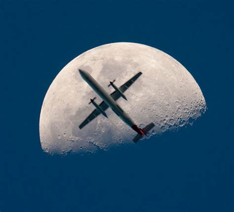 Plane Passing The Moon Optical Illusion