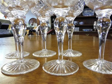 antiques atlas set of six heavy cut crystal wine glasses