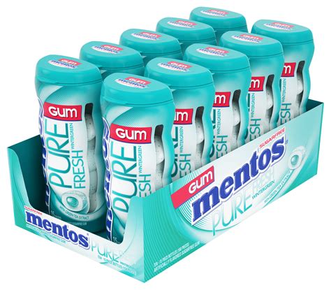 Mentos Pure Fresh Gum Wintergreen Sugar Free 15 Pieces Pack Of 10