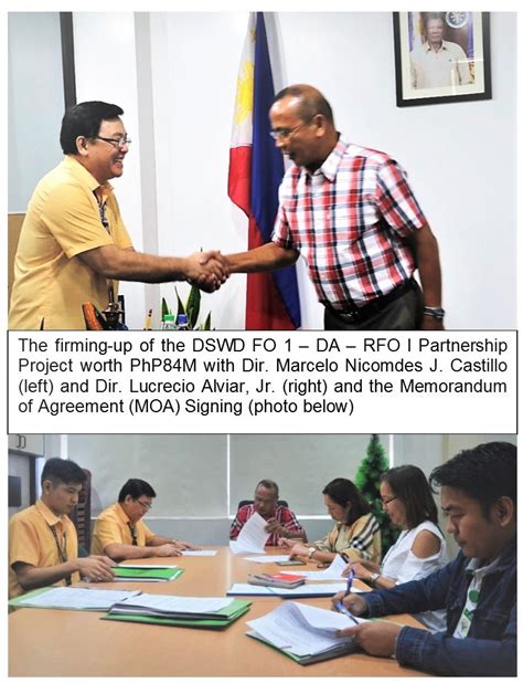 dswd fo 1 ties up with da rfo i on php84m partnership project dswd field office i official