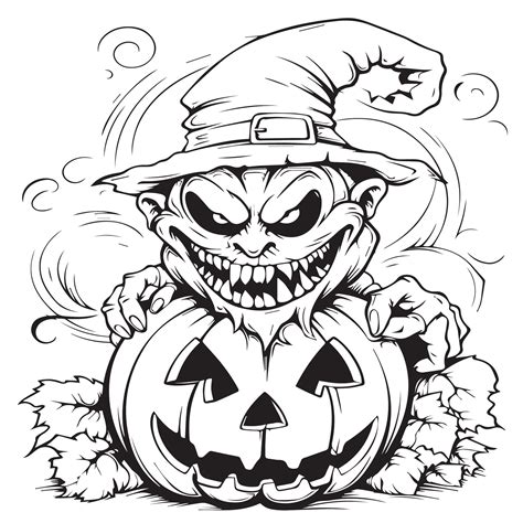 Halloween Coloring Pages With Cute Witch 27005048 Vector Art At Vecteezy