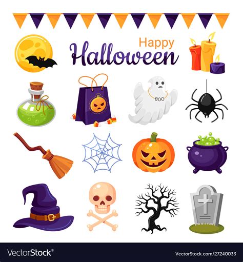 Halloween Decoration Cartoon Color Royalty Free Vector Image