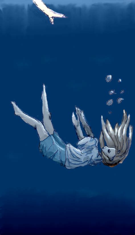 Anime Girl Falling In Water Drawing