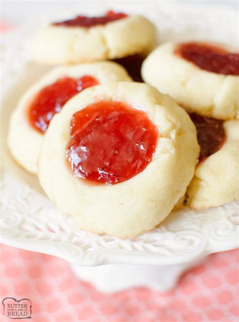 Easy Soft Jam Thumbprint Cookies Butter With A Side Of Bread