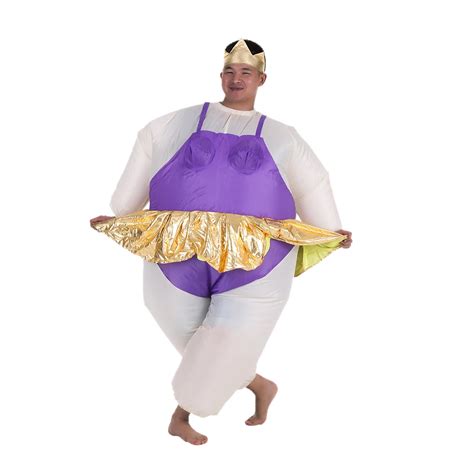 Cute Adult Inflatable Ballerina Costume Fat Suit For Womenmen Air Fan