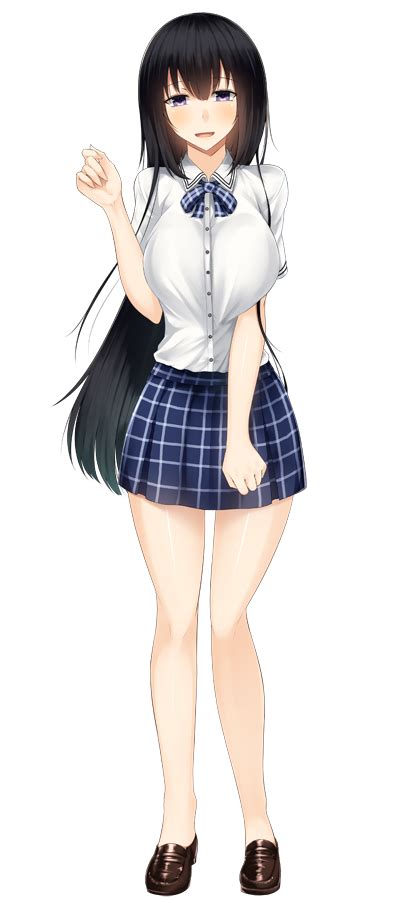 Safebooru 1girl Bare Legs Black Hair Blush Bow Breasts Clenched Hands Collared Shirt Eyebrows