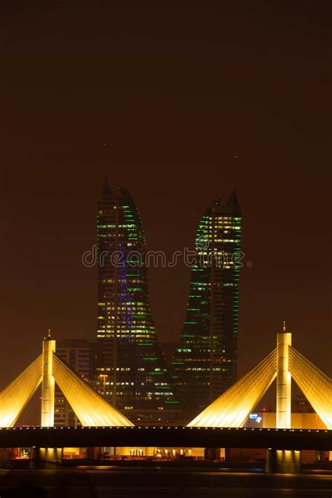 A Beautiful View Of Bahrain Skyline During Evening Hours At Sunset
