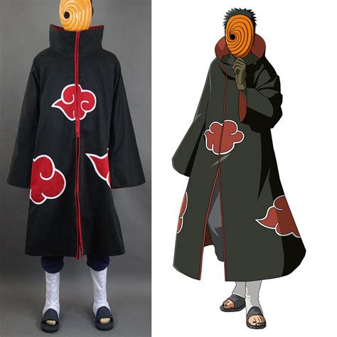 Naruto Akatsuki Tobi Uchiha Obito Robe Cloak Mask Cosplay Costume