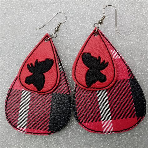 Teardrop Moose Earrings Products Swak Embroidery