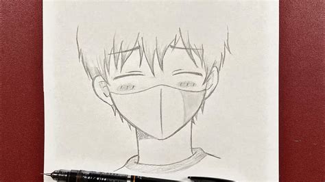 Easy Anime Drawing How To Draw Cute Boy Wearing Face Mask Step By