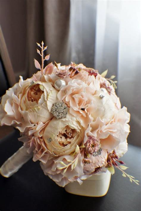 Check spelling or type a new query. Peony Bridal Bouquet, Silk Wedding Flowers, Brooch Bouquet ...