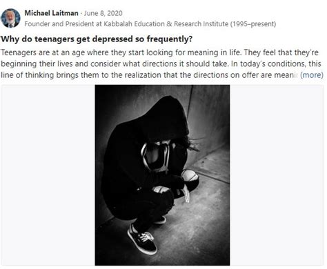 Why Do Teenagers Get Depressed So Frequently Dr Michael Laitman
