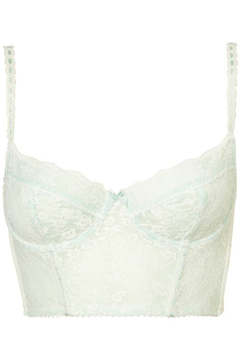 Lyst Topshop Mint Leafy Lace Bralet In Green