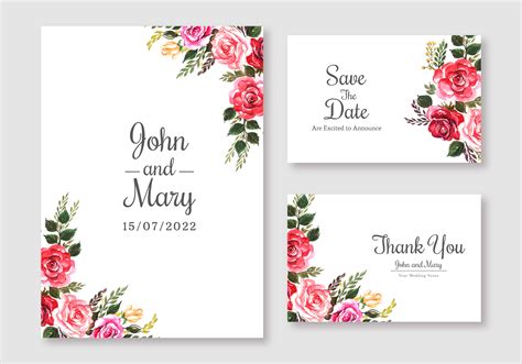 Colorful Floral Wedding Cards Set 1041338 Vector Art At Vecteezy