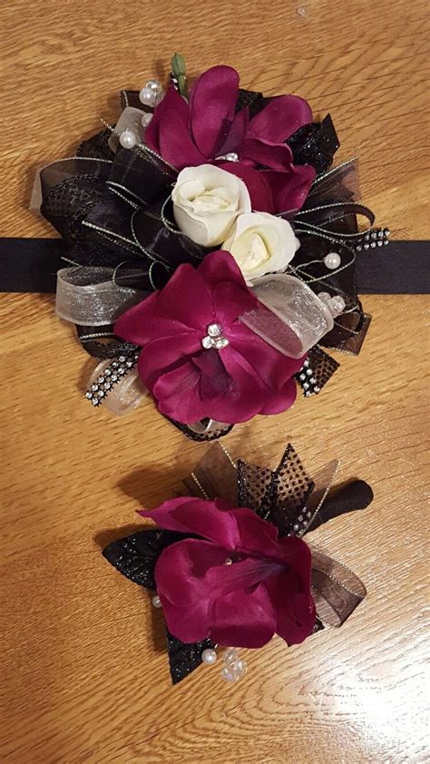 Purple And Black Homecoming Corsage Set From Hen House Designs