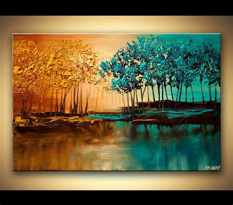 Original Abstract Contemporary Blooming Trees Acrylic Painting