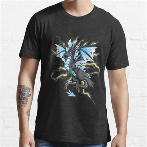 Blue Lightning Dragon T Shirt For Sale By Bgolins Redbubble