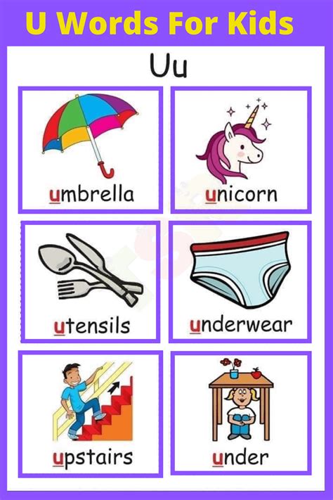 Easy Words That Begin With U For Kids Rlearnabc