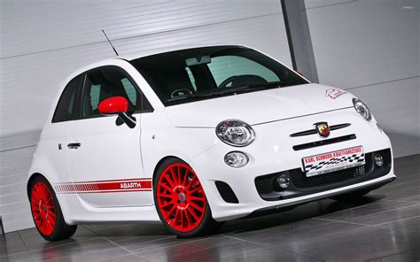 White Abarth Fiat 500 Front Side View Wallpaper Car Wallpapers 53261