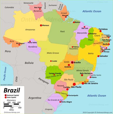 Brazil Map Political Worldometer Gambaran