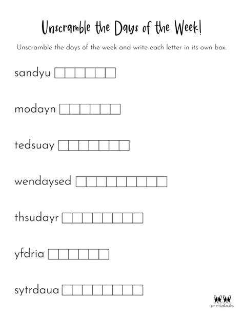 Days Of The Week Worksheets And Printables 50 Free Pages Printabulls