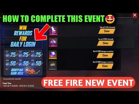 All without registration and send sms! Free Fire New Event | Come To Booyah Win Rewards For Daily ...
