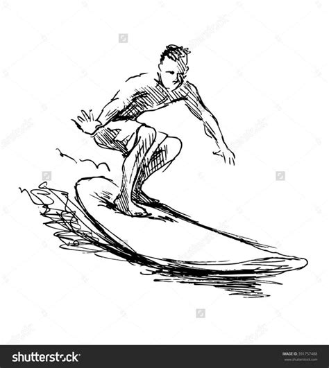 Hand Sketch Surfer Stock Vector Royalty Free 391757488 Shutterstock