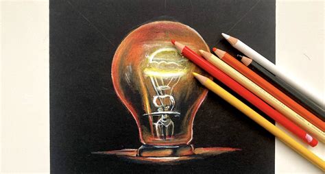 How To Draw A Glowing Light Bulb With Colored Pencils Make A Mark Studios