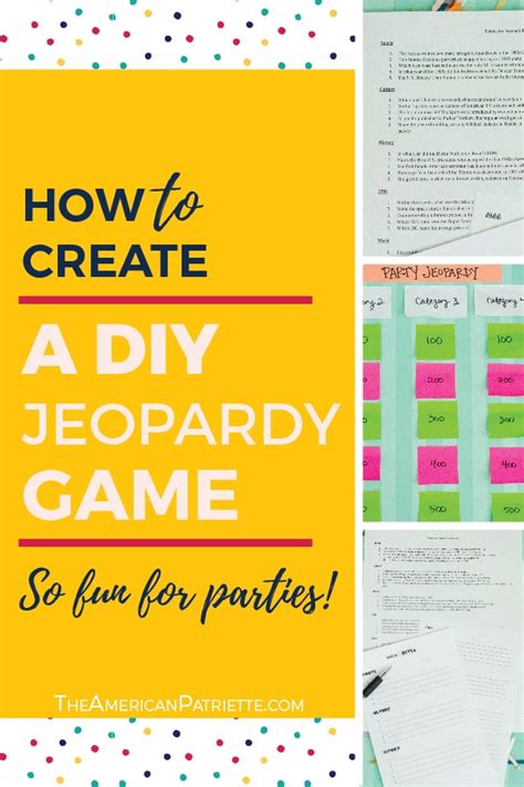 Just use our simple editor to get your game up and running. Category Ideas for DIY Trivia or Jeopardy Games (with free ...