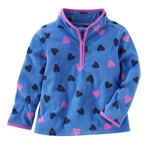 Toddler Girl Oshkosh Bgosh® Heart Printed 12 Zip Fleece Pullover