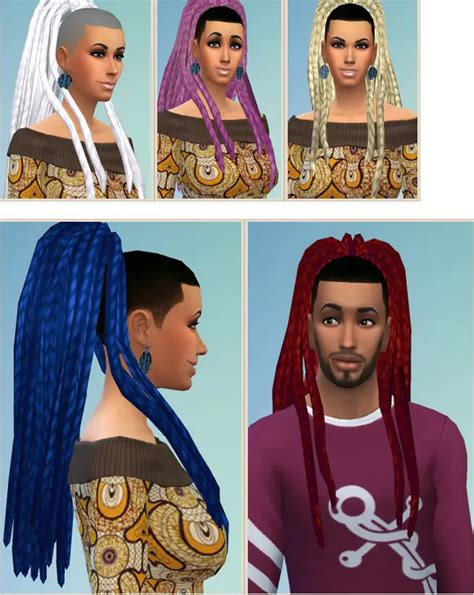 Birksches Sims Blog Ebonix Nouk Dreads Hair Converted Sims 4 Hairs