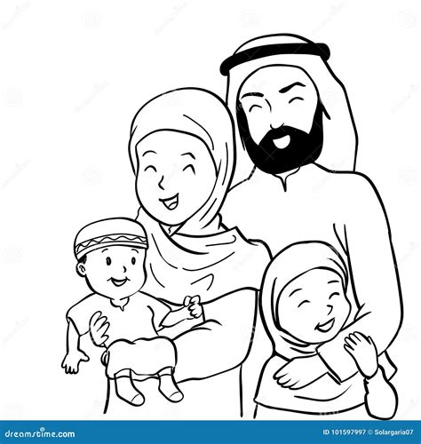 Happy Muslim Mother Hugging Her Daughter Cartoon Vector 143578337
