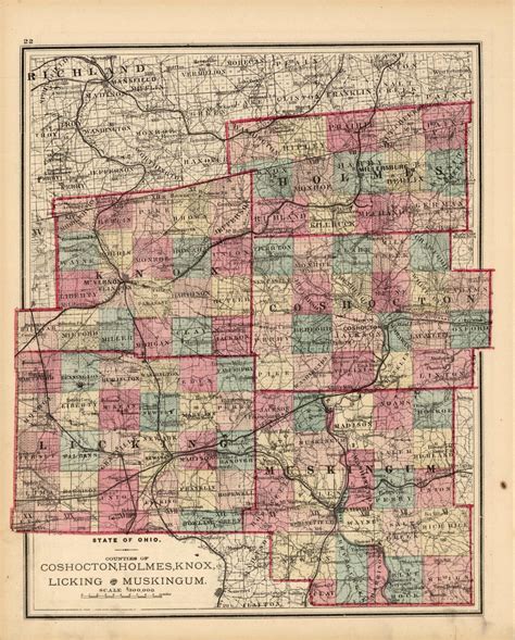 state of ohio counties of coshocton holmes knox licking and muskingum 1875 art source