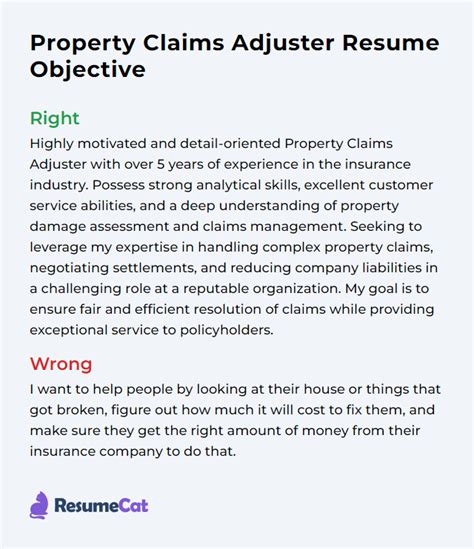 Top 18 Property Claims Adjuster Resume Objective Examples