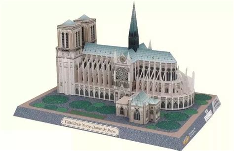 Basilica Notre Dame Cathedral Papercraft Paper Color Model Plans
