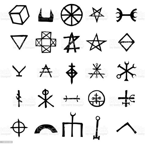 Mystic Set With Magic Circles Pentagram And Imaginary Chakras Symbols