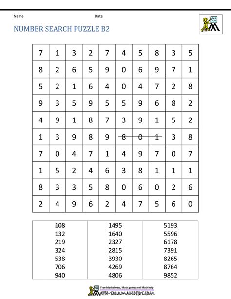 number word search puzzles