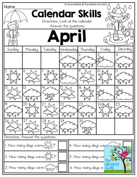 Calendar Worksheets For Kindergarten Printable Kindergarten Worksheets