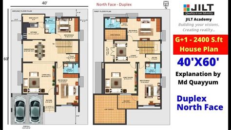 House Plan 40x60 266 Sqyard G1 Floor Plans Duplex North