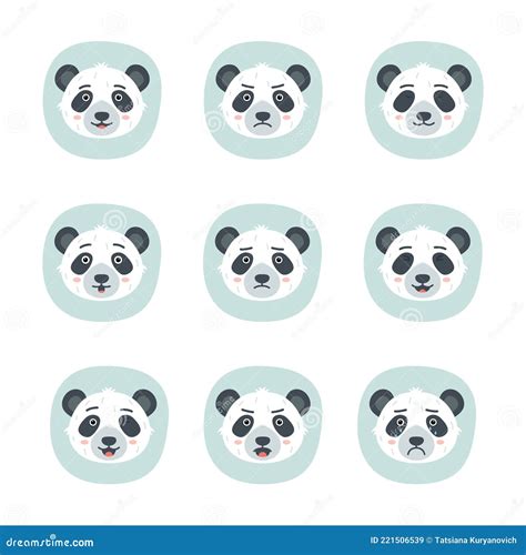 Set Of Different Emotions Of Panda Vector Illustration Stock Vector