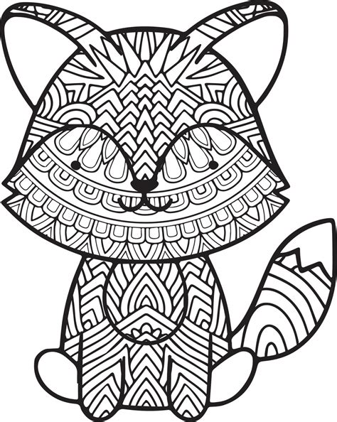 Mandala Little Fox Sitting Coloring Page Download Print Now