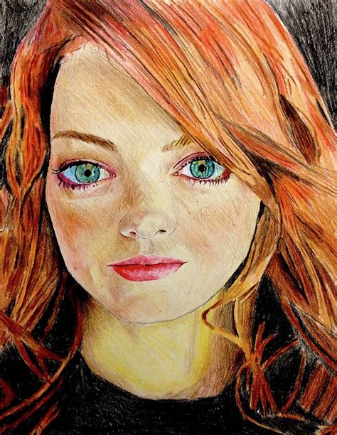 Dopamine Girl A Color Pencil Draw Of Emma Stone Naked Sitting In A My