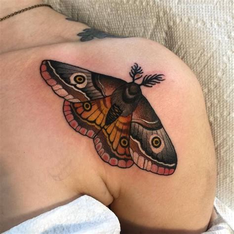 Traditional Moth Shoulder Tattoo By Matt Adamson Moth Tattoo