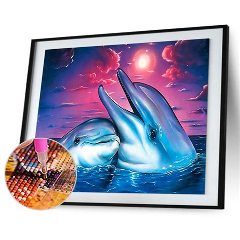Two Dolphins Partial Diamond Painting 40x30cm
