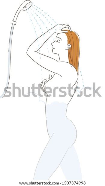 Woman Taking Shower Bathroom Whole Body Stock Vector Royalty Free 1507374998 Shutterstock
