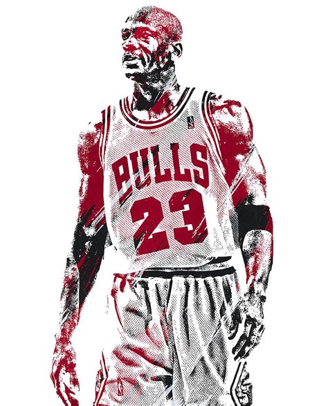 Michael Jordan Chicago Bulls Watercolor Strokes Pixel Art 100 Mixed