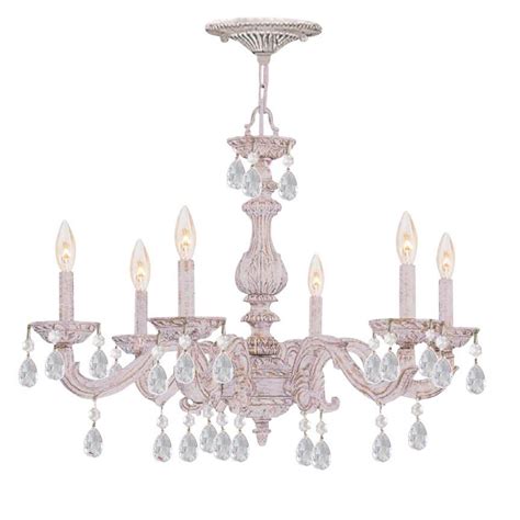 White Shabby Chic Chandelier With Crystals Candle Style